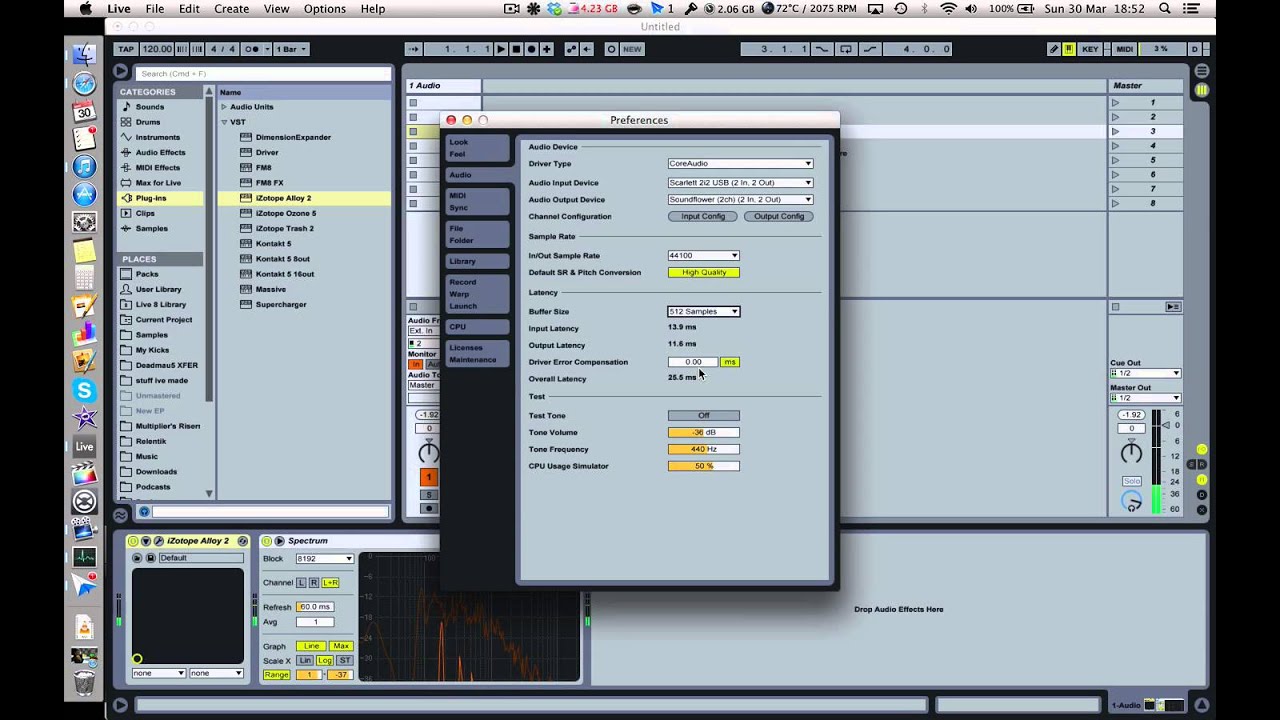 Setting Buffer Size in Ableton