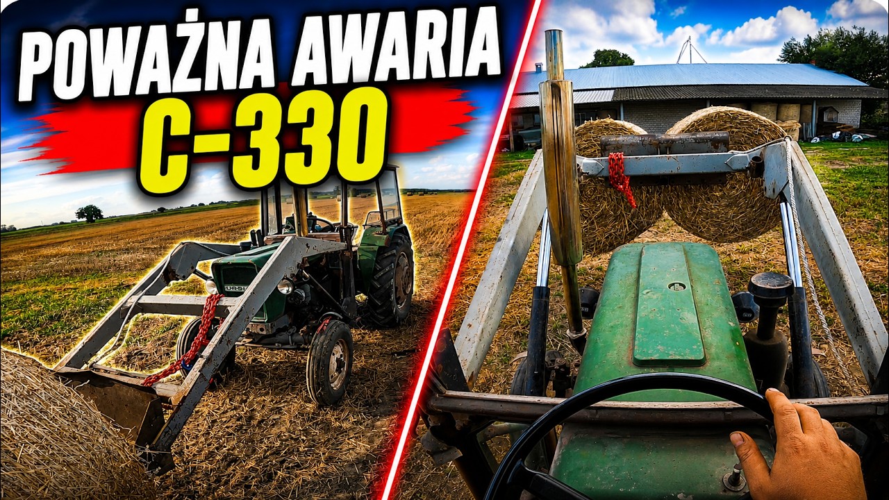 Urwało się po tym jak naprawiłem hydraulikę :O Zbieranie słomy