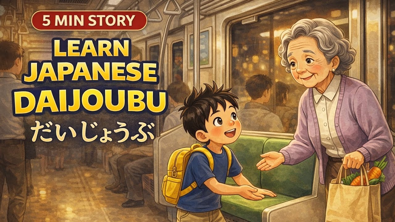 Bedtime Story (5 min) | The Train Seat Switch | Learn Japanese: “Daijoubu” (Are You OK?)