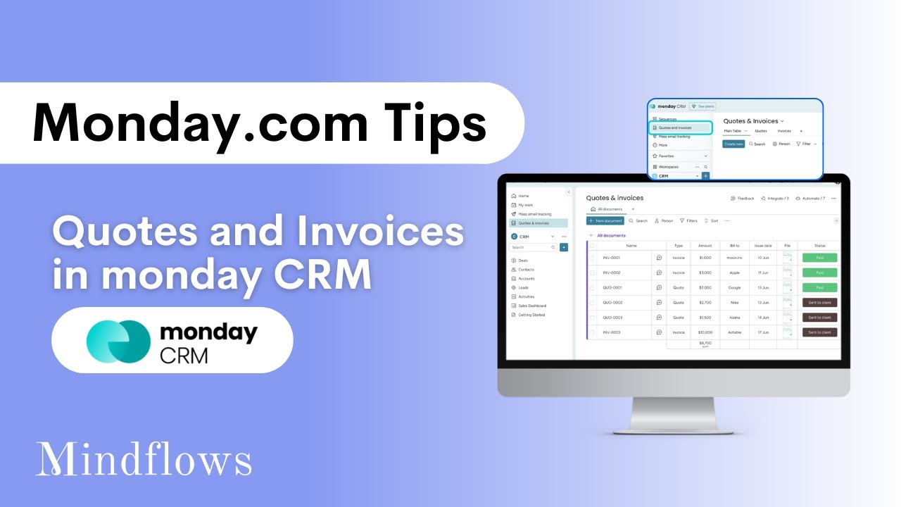 Generate Quotes & Invoices in Monday CRM | Monday.com Tips