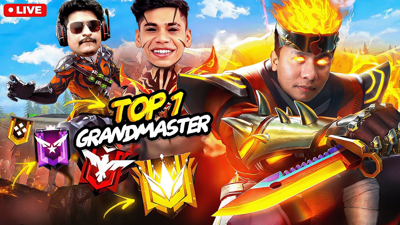 Top 1 Grandmaster Live Rank Push V Badge Youtubers 😱 Tonde Gamer  #freefire #live