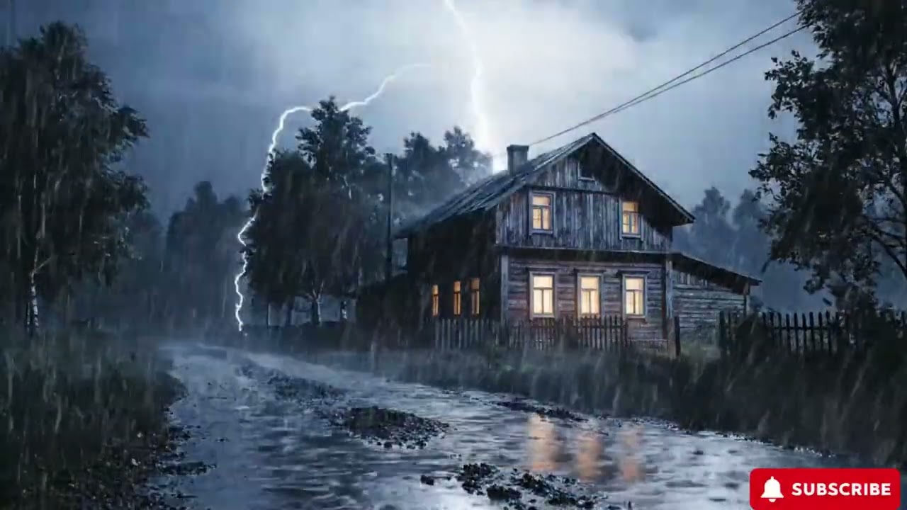Rain and Thunderstorm in Cozy Cabin 🌧️ Relaxing Storm Sounds for Sleep