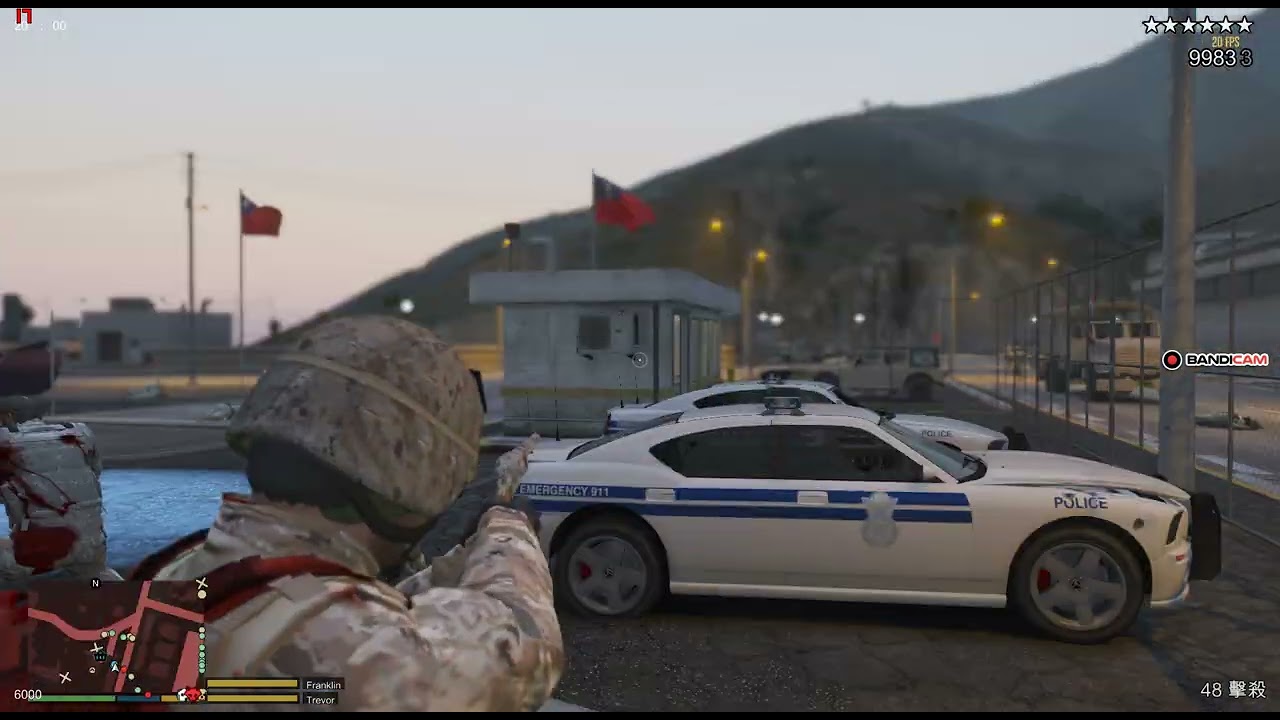 GTA5 軍事基地大戰 + 沙漠警察局戰爭 + 機場逃離 + 六紅星大亂鬥(10星通緝)