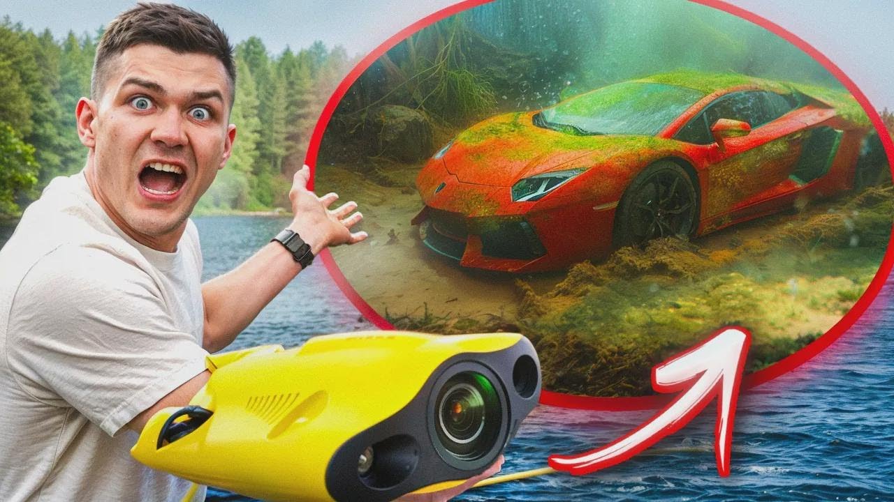 Filmei um LAMBORGHINI AVENTADOR com meu drone subaquático!