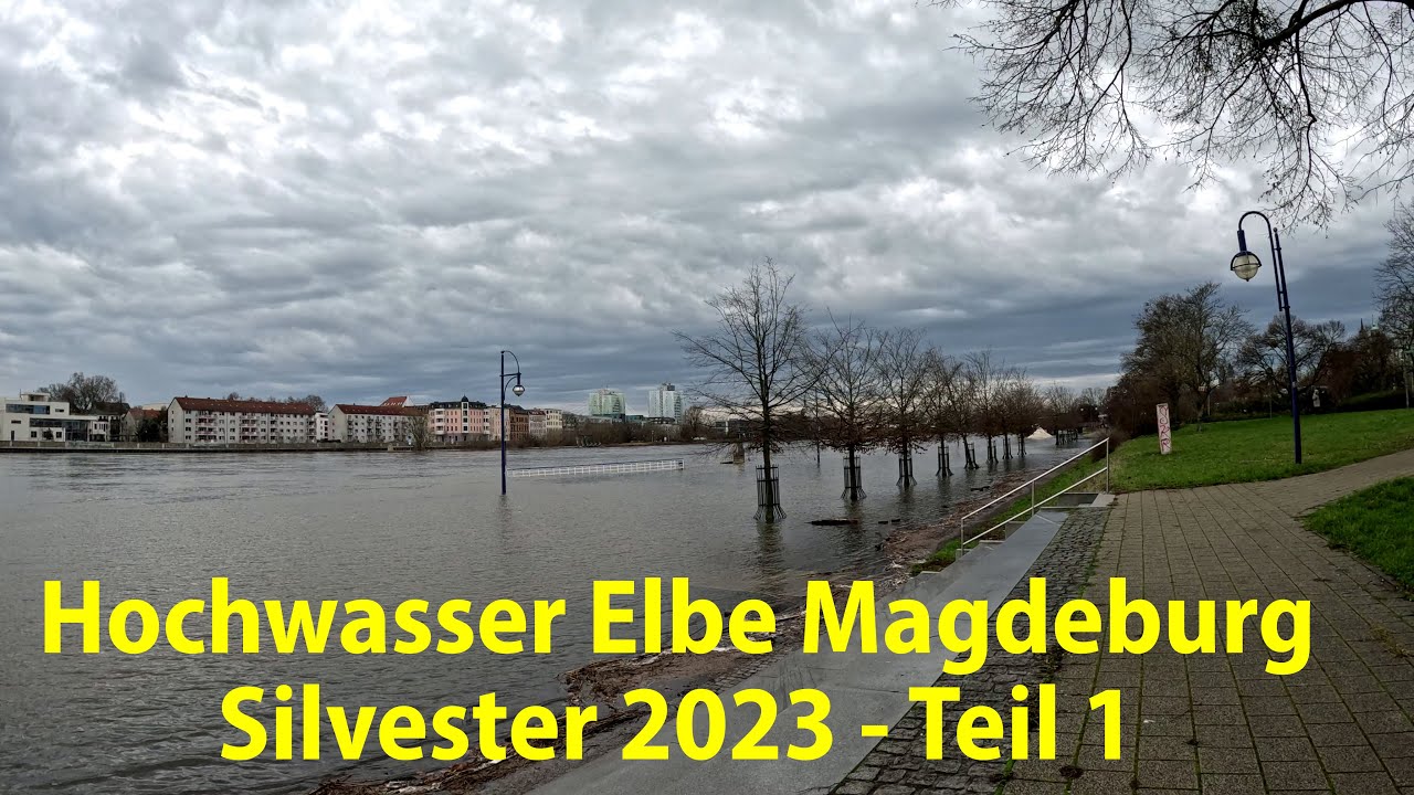 Hochwasser Elbe in Magdeburg Silvester 2023 Teil1 Radtour / Flooding Elbe in Germany Magdeburg  2023