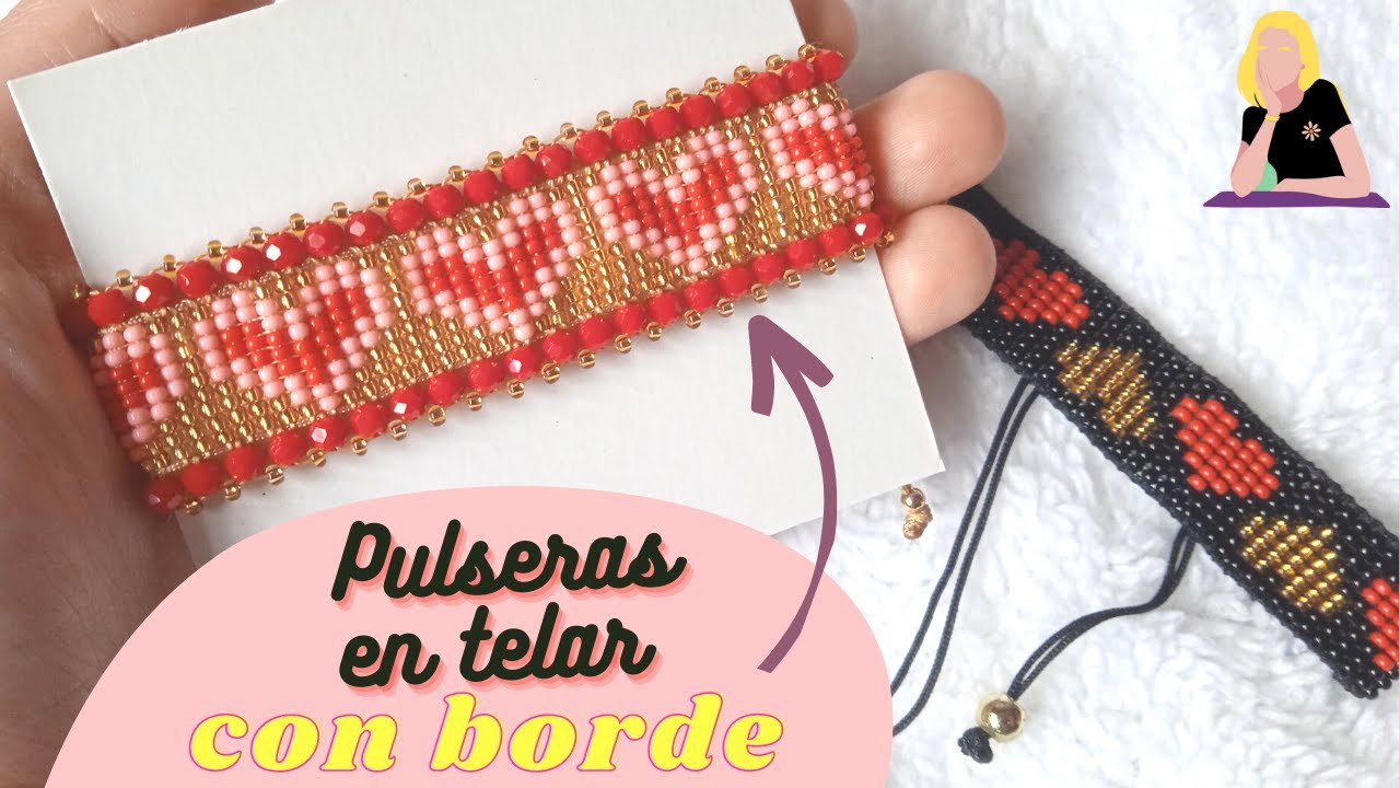 💕 Cómo hacer pulseras de corazón en mostacillas con telar y lindo borde + PATRONES @CitadinaCraft