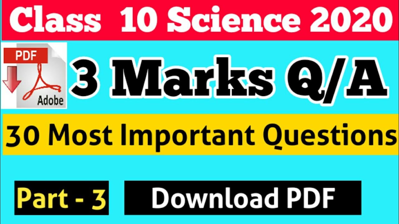Part-3|Cbse Class 10 Science Important Questions 2020|Most important Questions science class 10 2020