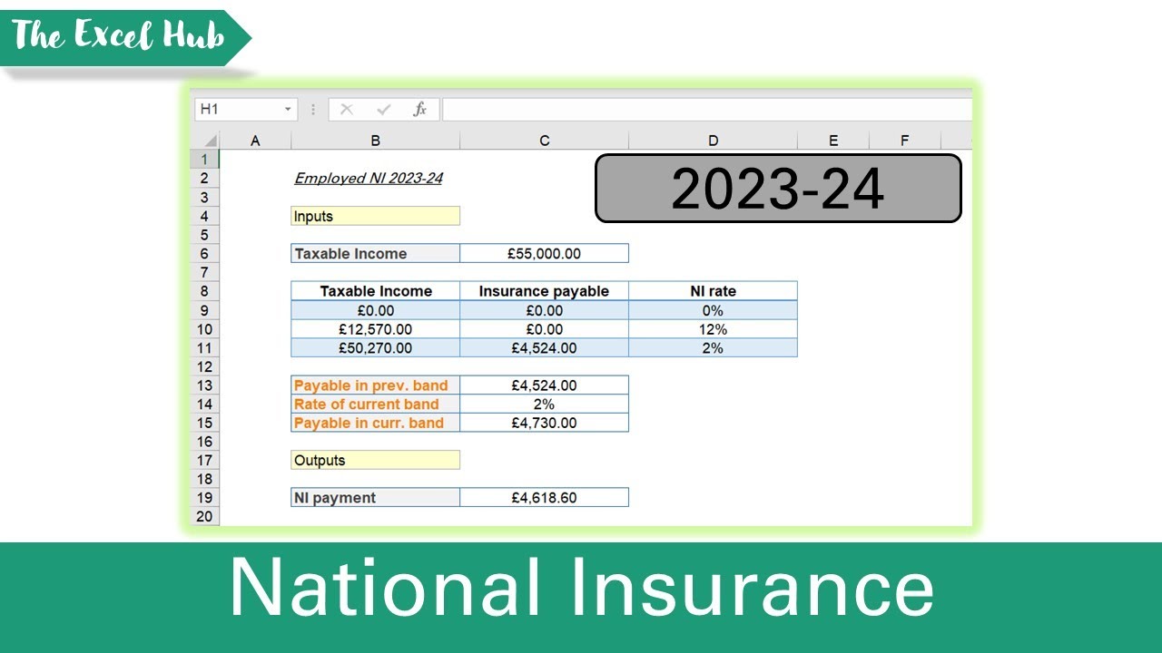 Calculate 2023-24 UK National Insurance In Excel - The Excel Hub
