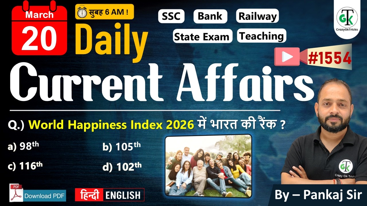20 March 2026 | Daily Current Affairs | Current Affairs Today | Current News | Crazy Gk Trick