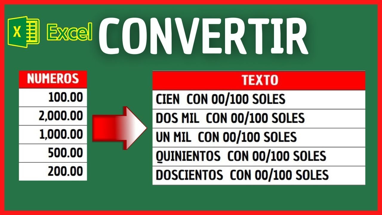 C&Oacute;MO CONVERTIR NUMEROS A LETRAS EN EXCEL