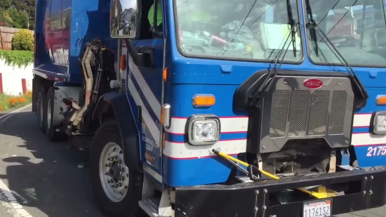 Line of late compost trucks in Richmond