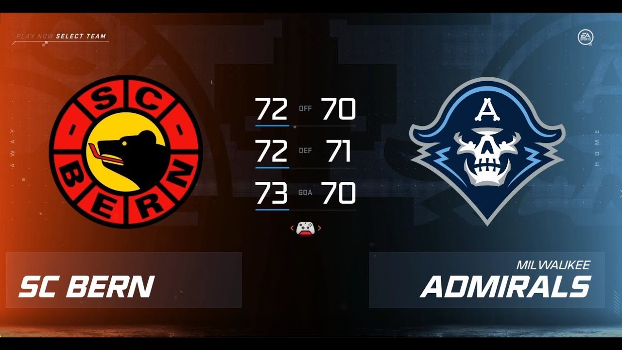 NHL 20 (Xbox One S) -- SC Bern vs Milwaukee Admirals.