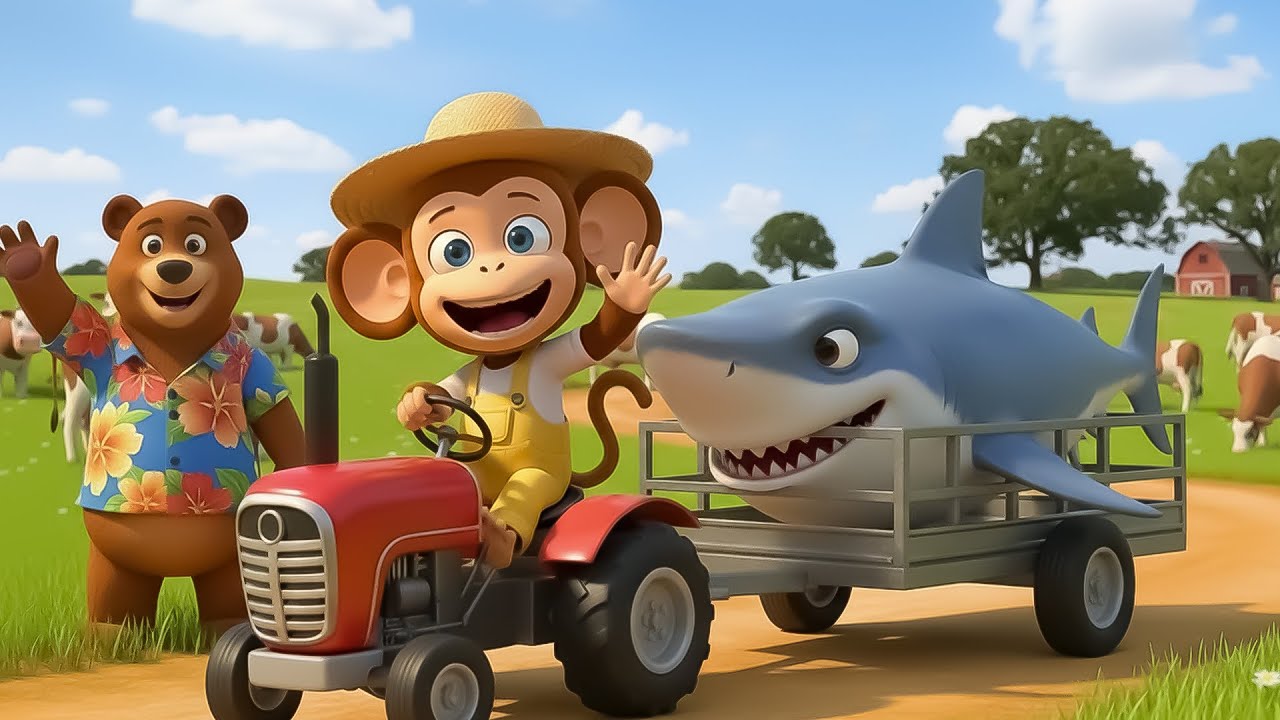 Monkey Tractor: Move Horses, Chickens & Care Gently | Farm Work🐒🚜