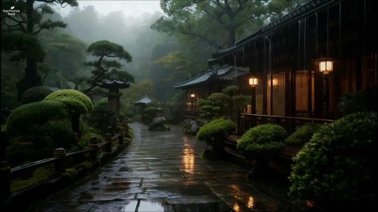 Cozy Japan Rain Room Ambience | Calming Window Rain & Gentle Forest Atmosphere