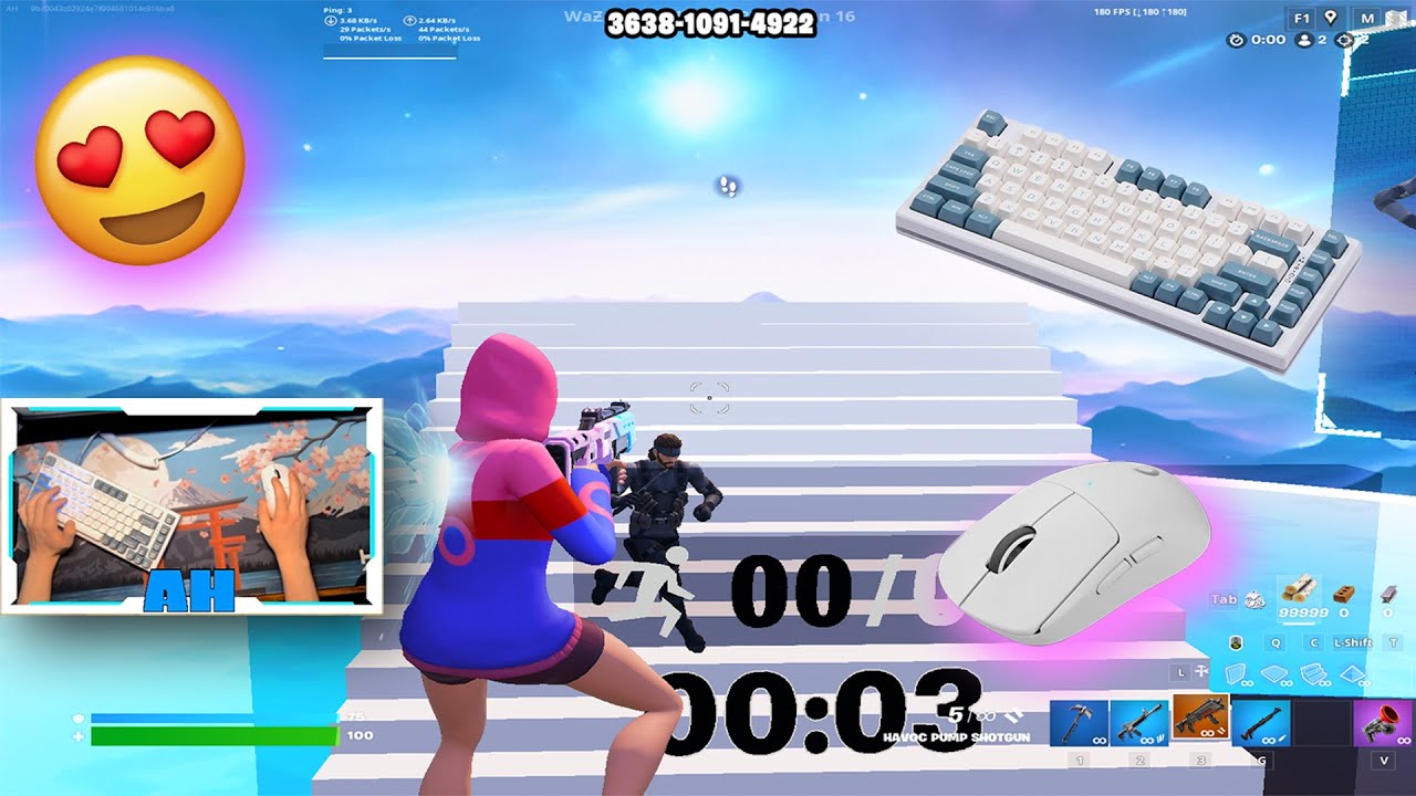 Custom Keyboard ASMR Chill😴 RANKED 1v1🏆Satisfying Keyboard Fortnite (180FPS)