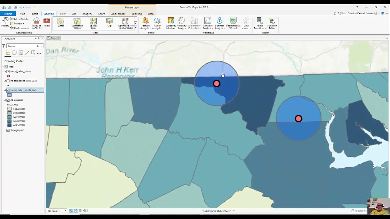Анализ буфера с использованием ArcGIS Pro