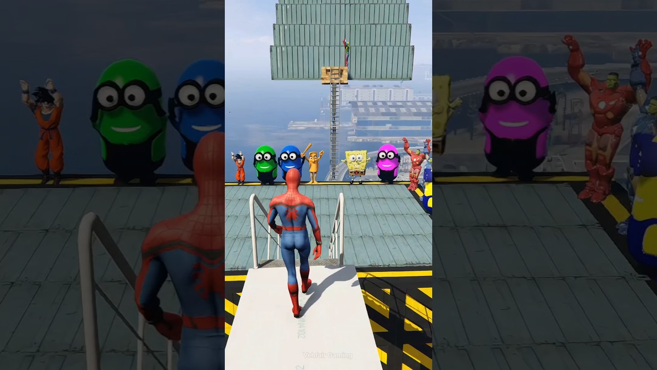 GTA 5 Epic Funny Minions - Ragdoll Spiderman Jump/Fails Ep 658 #shorts​