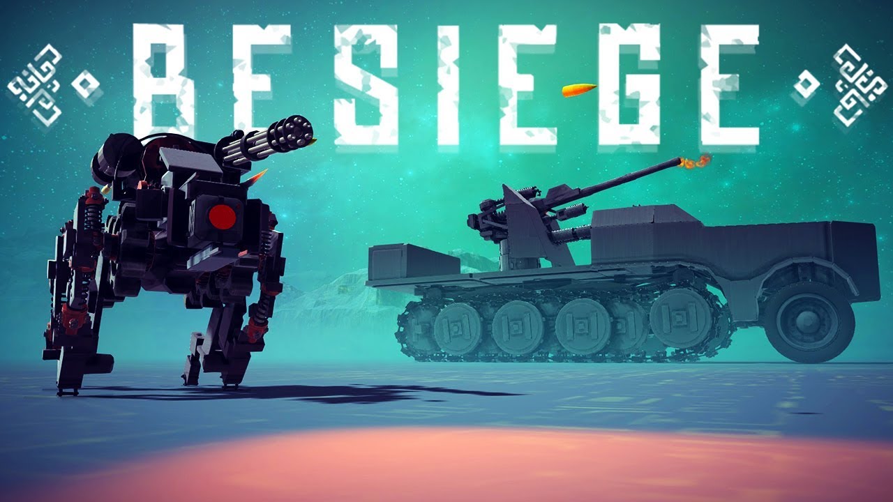 Besiege - Running Robotic Weaponized Dog, 8.8 cm Flak 37 Sfl & More! - Besiege Best Creations