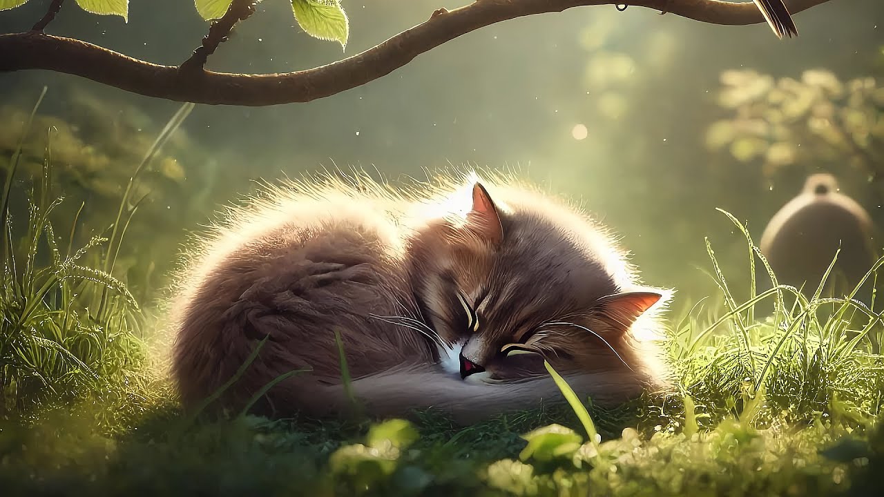 🎶 Lullaby: A Kitten’s Peaceful Sleep on the Grass 🐱💤 – Heavenly Lullaby Realm