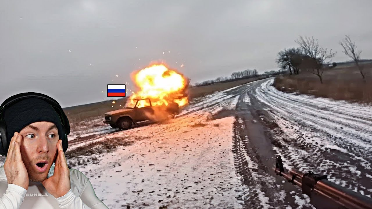 Российские солдаты пытаются сбить украинский FPV-дрон &mdash; кадры реального боя.