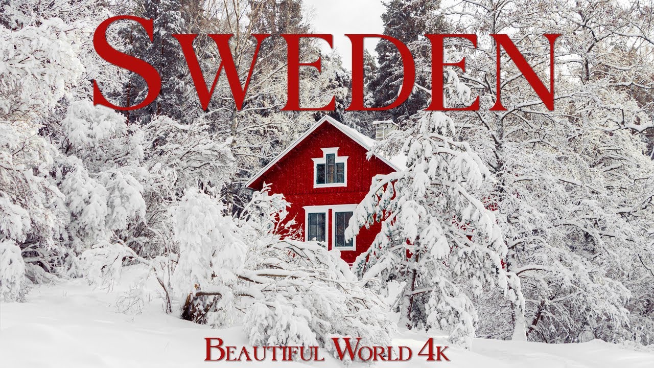 Sweden 4K | Christmas Winter Magic of Snowy Nordic Villages, Frozen Lakes and Northern Lights