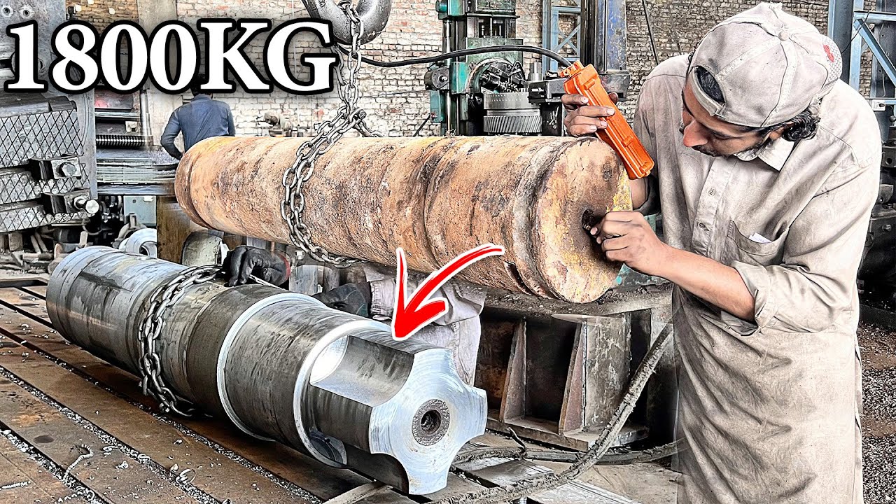 Machining Process of 1800KG Industrial Shaft with 100yrs old Technology