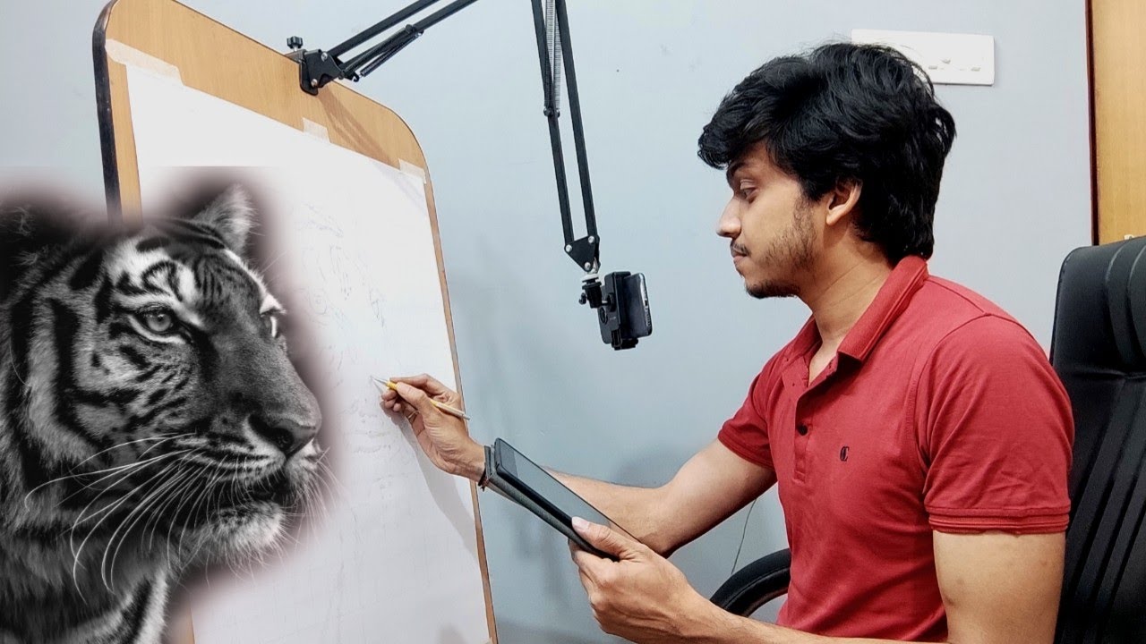 How To Draw  Tiger On A1 Size 😍 | Outline Tutorial | Realistic TIger Drawing #Tiger #Outline