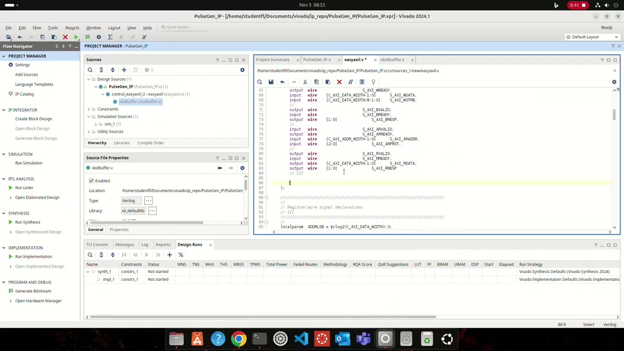 Creating a custom IP with AXI Lite slave for a pynq board in vivado