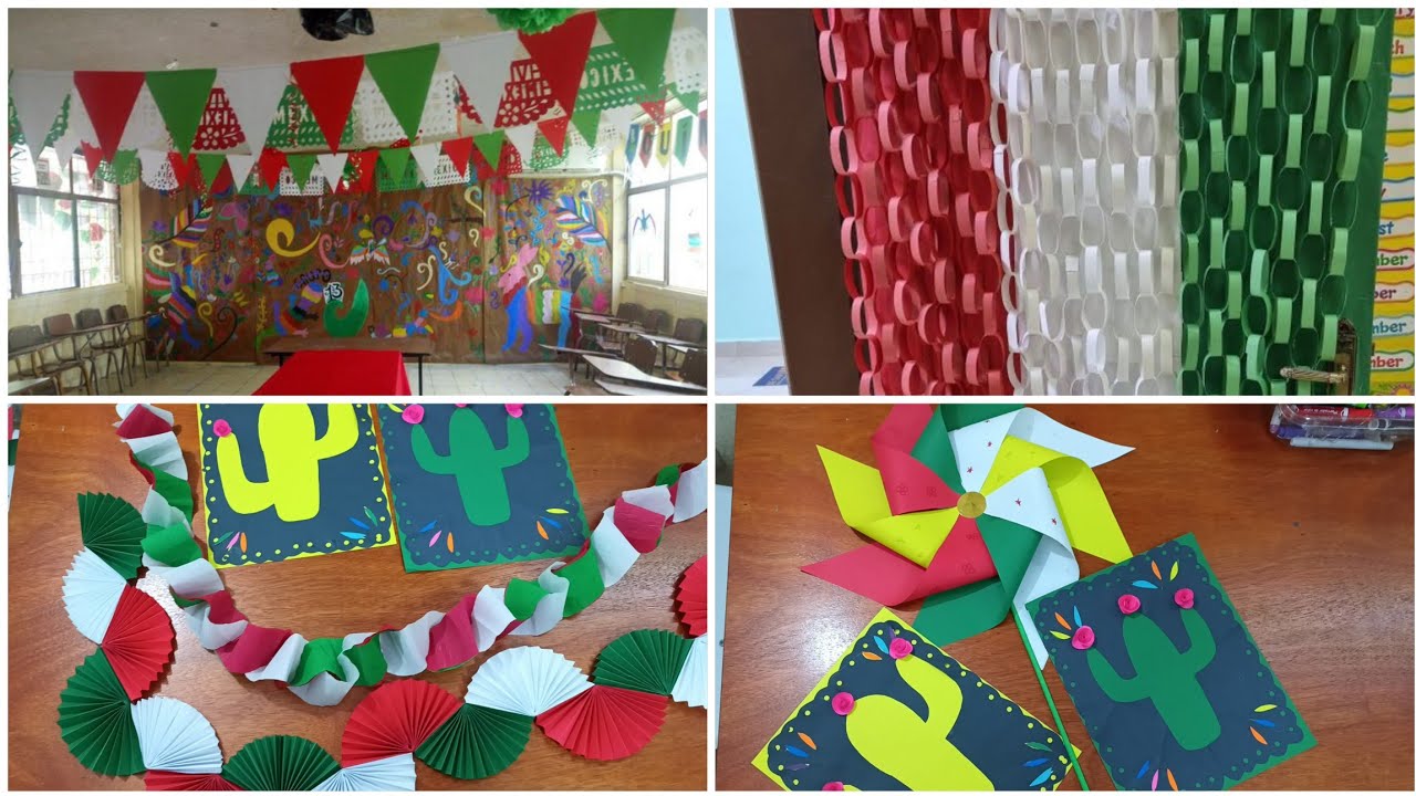 🇲🇽ADORNOS PATRIOS DE INDEPENDENCIA DE MÉXICO, Guirnaldas y cadenas FÁCIL CON PAPEL PARA 15 DE SEPT.