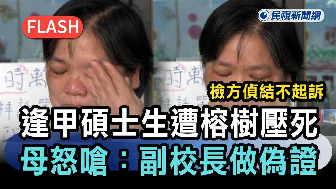快新聞／逢甲碩士生遭榕樹壓死！檢方偵結不起訴　母怒嗆：副校長做偽證－民視新聞