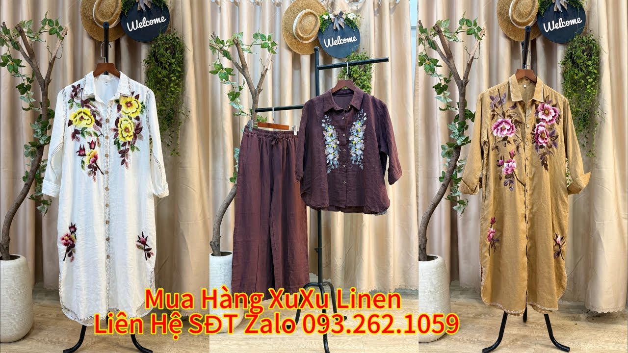 Trưa 06-2 Linen pháp mềm mại, áo thêu tay, shop chính chủ zalo chốt hàng 093.262.1059