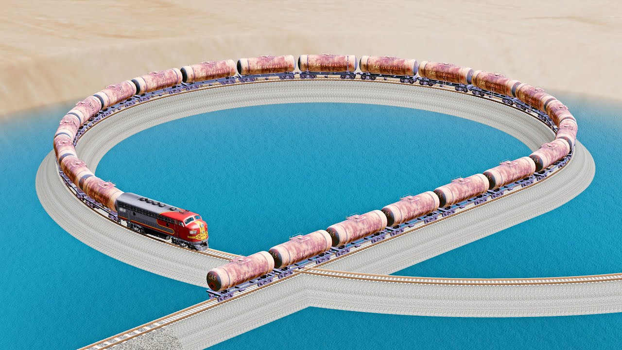 Trains vs Impossible Rail Tracks - Beamng Drive
