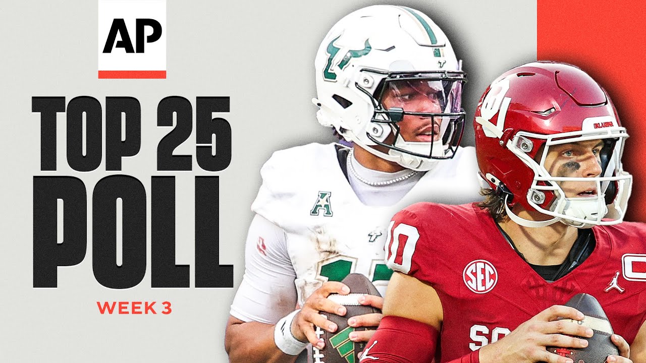 College Football AP Poll - Week 3: Florida falls OUT, USF into Top 25, Oklahoma too LOW?