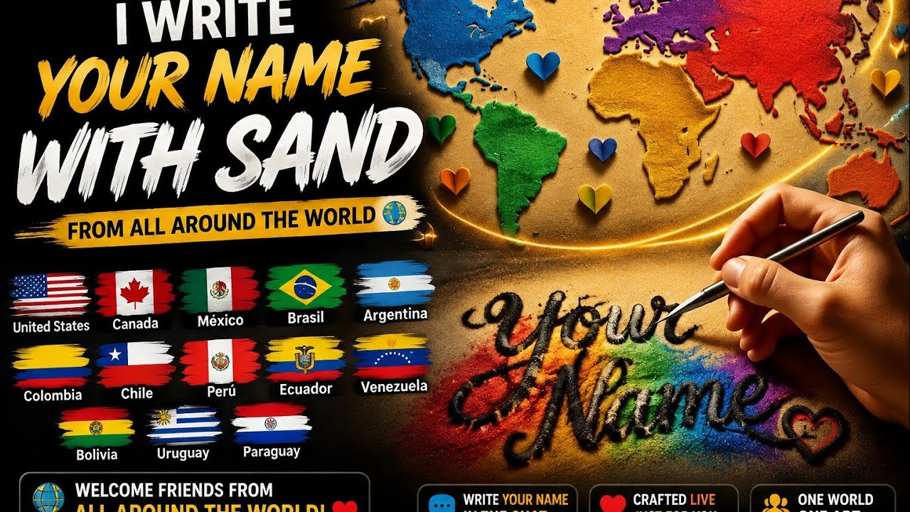 Send Your Name From Any Country | I Will Write It With Sand Art live 🌹❤️