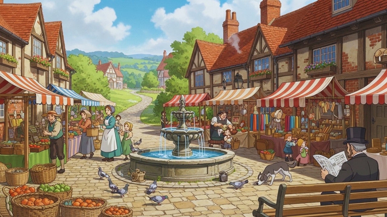 A Peaceful Day in 19th Century England | Ghibli-Style | Ghibli-Inspired Cozy Living Days