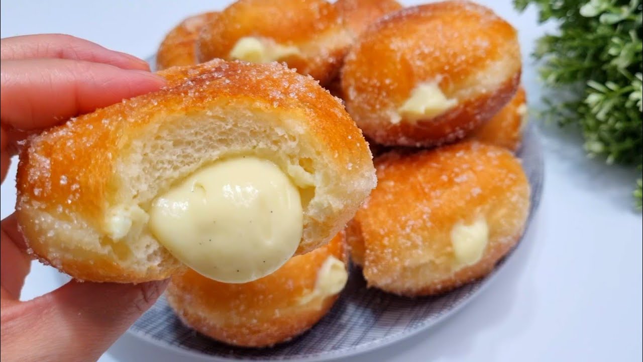 ПОНЧИКИ ДОНАТСЫ с Ванильным Заварным Кремом! Вкуснющие Берлинеры! Donuts with Vanilla Pastry Cream!