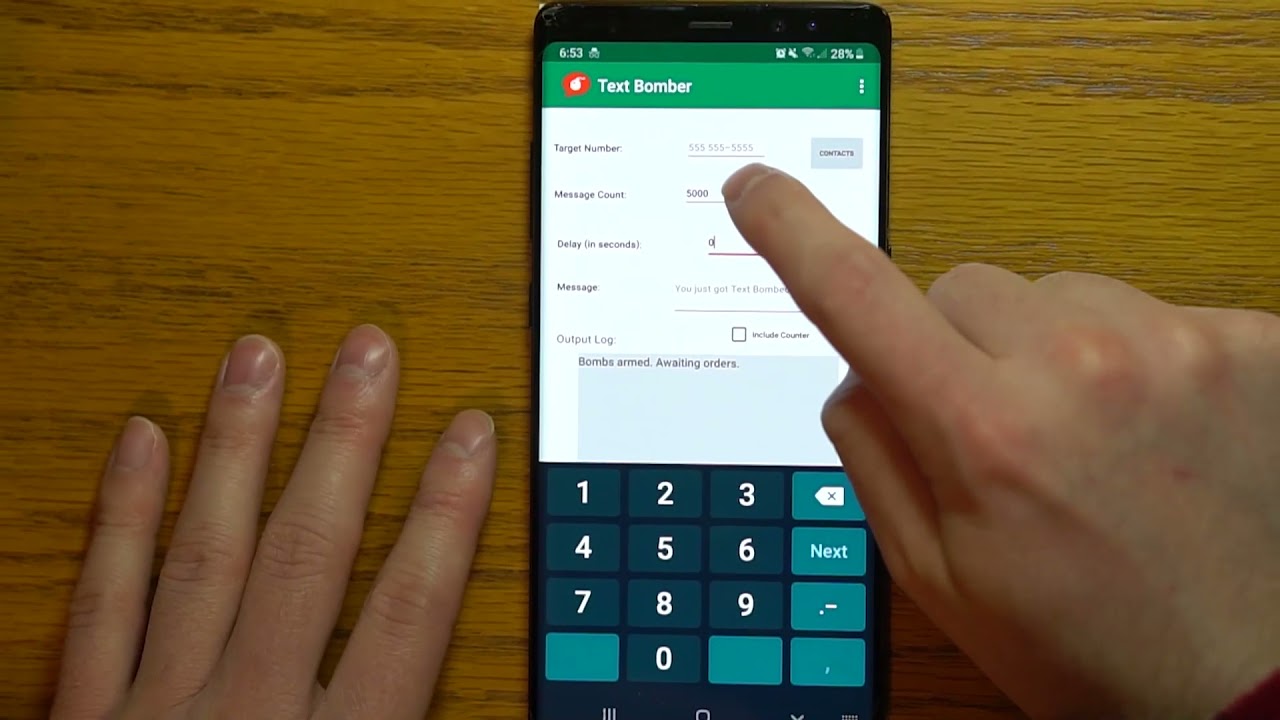 Text Bomber for Android - Send an Unlimited Amount of Texts at the Tap of a Button!