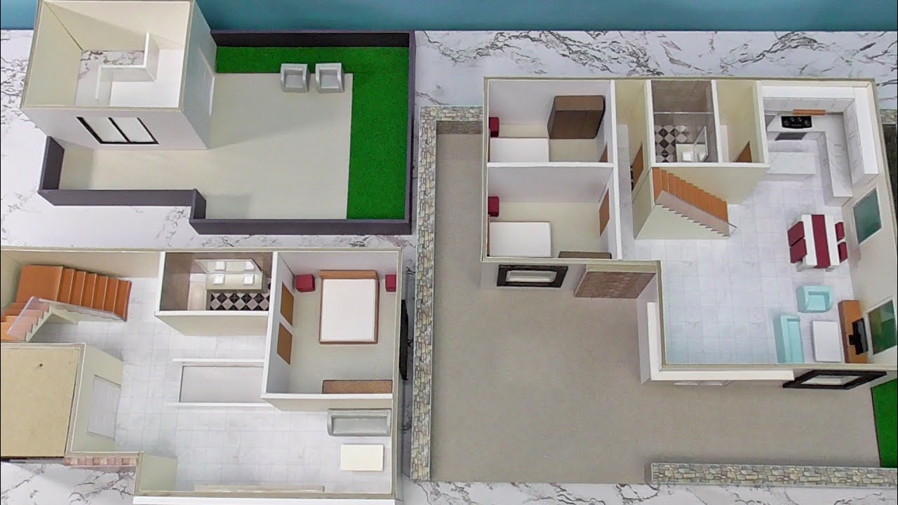 DIY Miniature Cardboard House Model | Part 2 : Bedroom, Kitchen, Living Room..