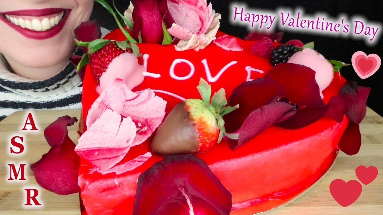 VALENTINE'S DAY CHOCOLATE CAKE 💘 | Collab with @okieasmr    | ASMR Mukbang - 먹방 | No Talking