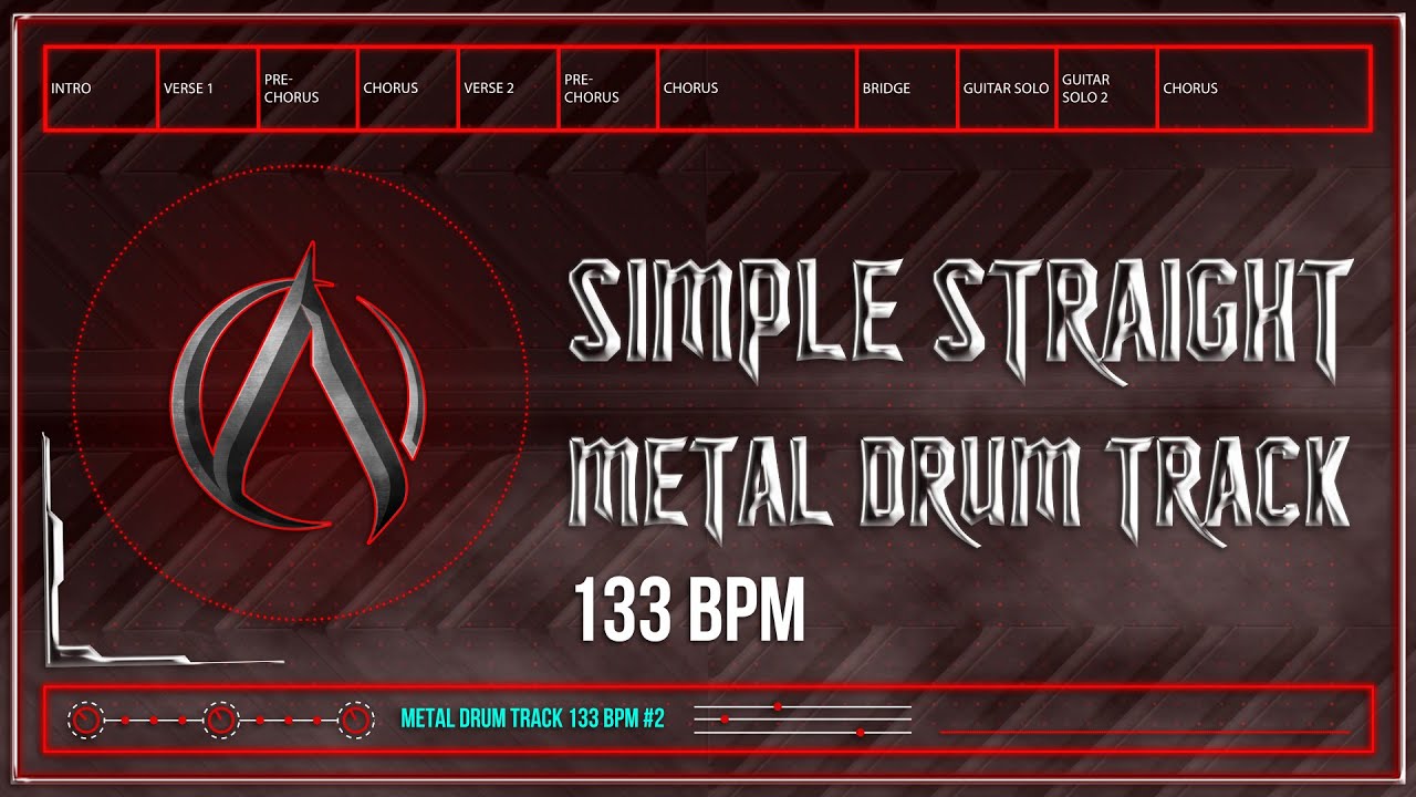 Simple Straight Metal Drum Track 133 BPM (HQ,HD)