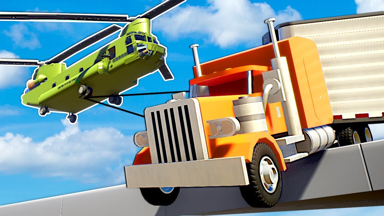 LEGO HELICOPTER RESCUES SEMI TRUCK!