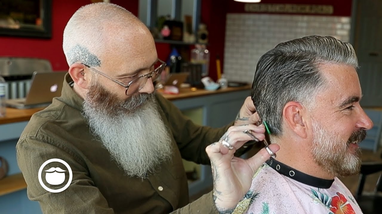 Amazing Salt & Pepper Haircut with Tidy Beard Trim