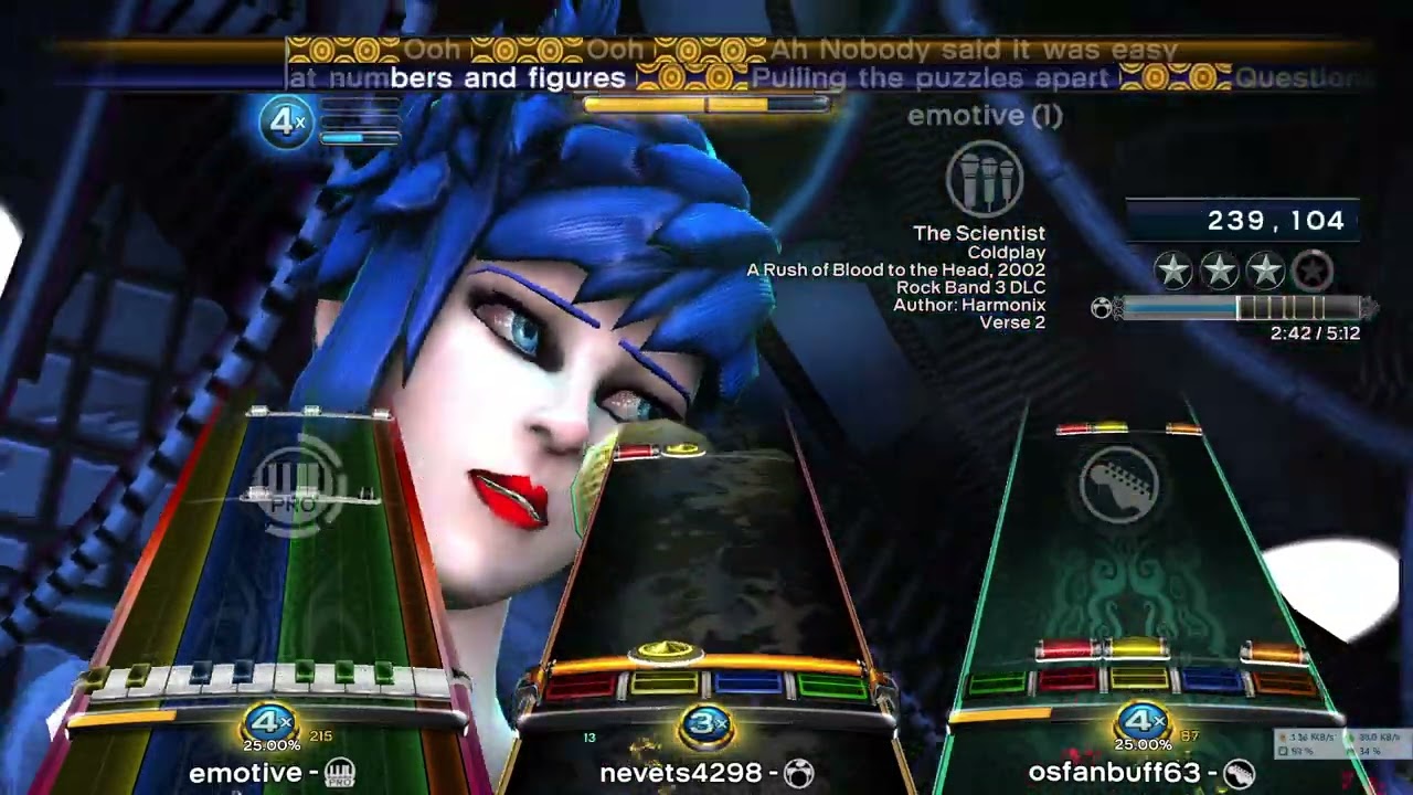 The Scientist (2002) by Coldplay - Pro Drum + Vox FC  100% Rock Band 3 Deluxe RPCS3