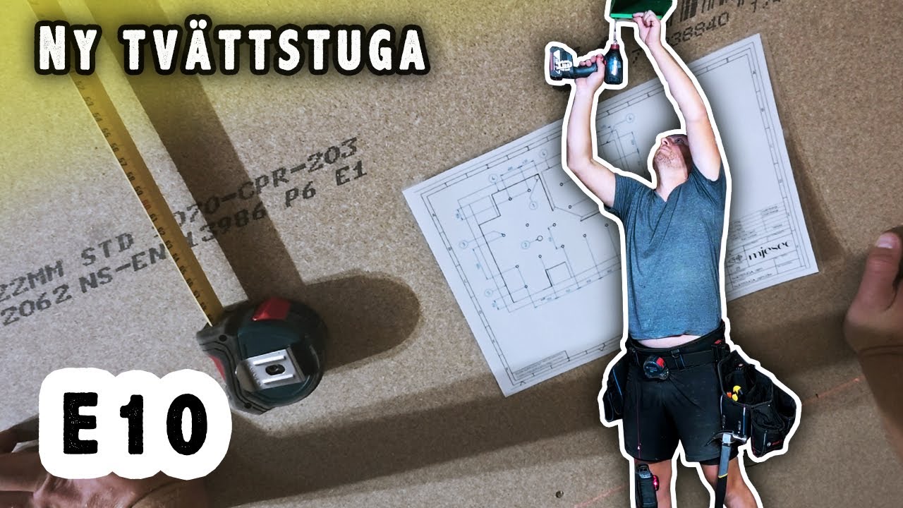 Tvättstuga & Walk-in Closet #10 - Planerar Downlights & Sätter Dräneringsrör!