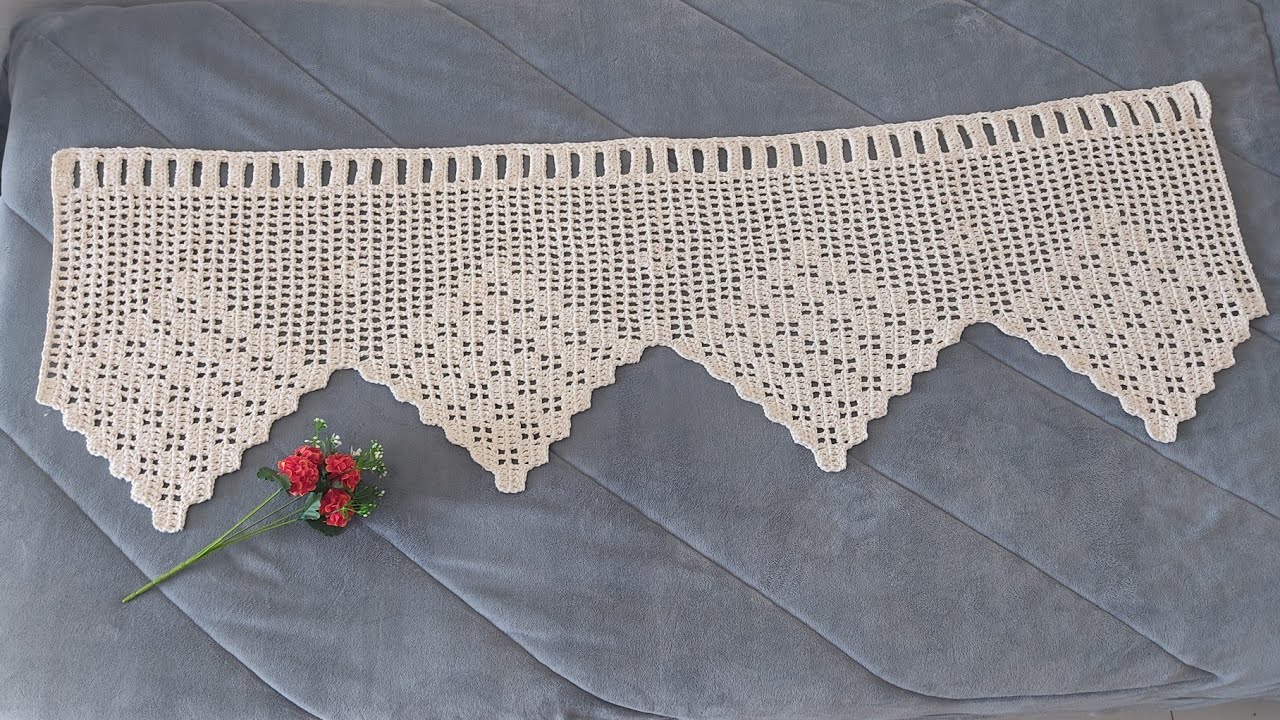 Bandô em crochê filé, fácil, rápido e econômico#crochefile  #cortinasmodernas #encomendas