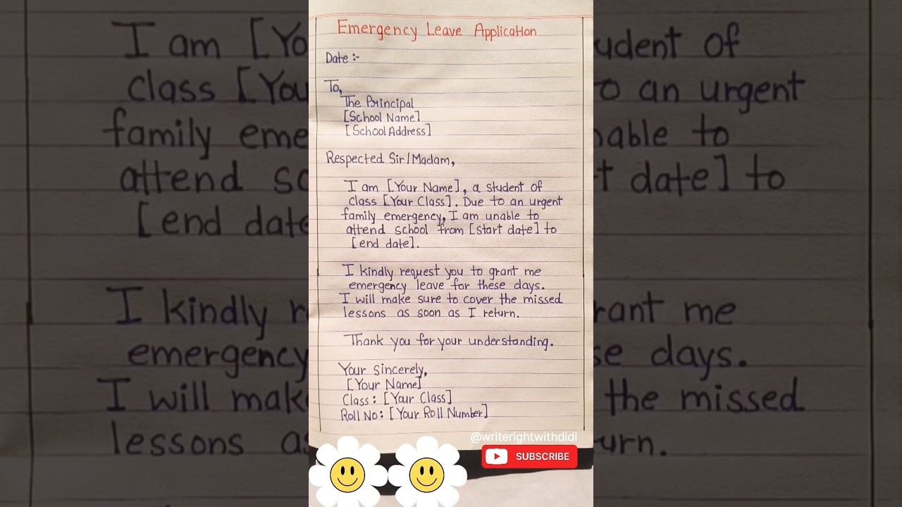 ✅Emergency leave Application✍🏻 #application #emergency #english #easy #school #leaveapplication