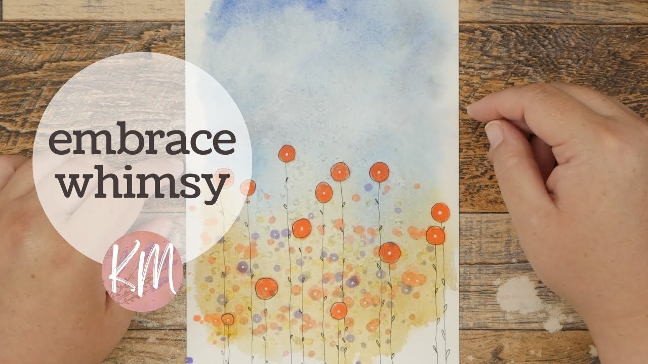 Watercolor and Alcohol Ink Easy Field of Flowers Abstract Landscape
