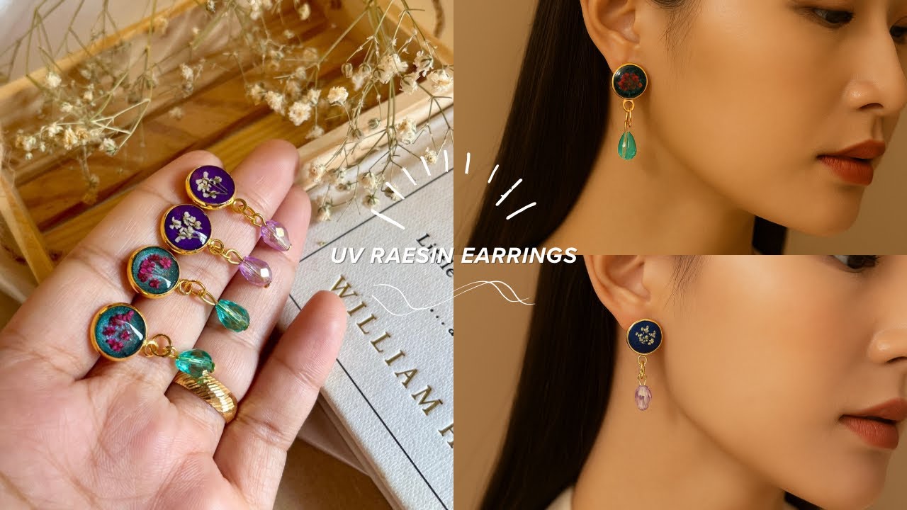 UV Resin Stud Earrings |  DIY UV Resin jewellery 