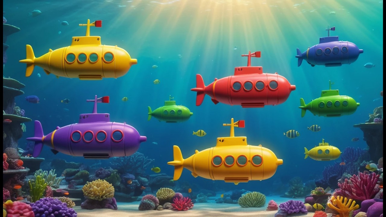 Vijf Kleine Speelgoedonderzeeërs Duiken Diep | Onderwater Liedjes & Tellen voor Kinderen