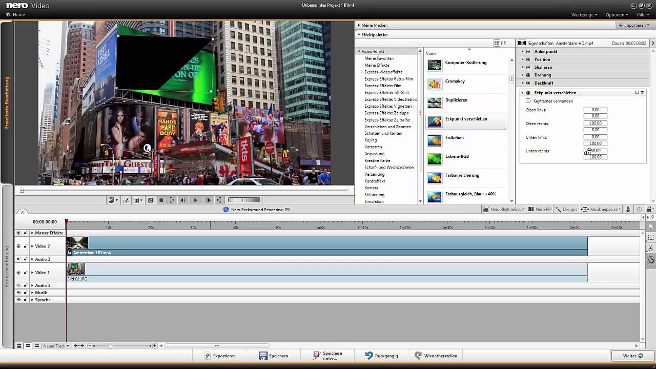 Bild- und Videomontage (BildinBild) in Nero Video 2016